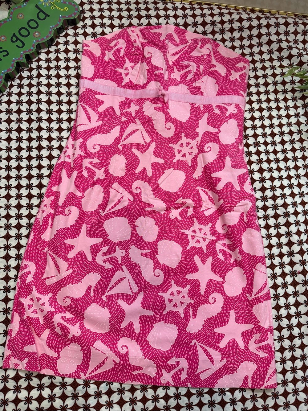 Lily Pulitzer Pink Strapless Beach Print Dress